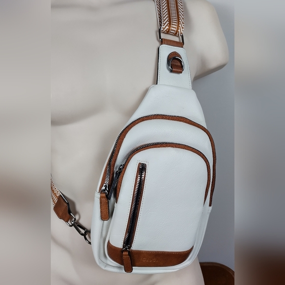 CLUCI Crossbody Sling Bags for Women White Leather Travel And Strap Zip Up - Picture 2 of 15